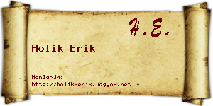 Holik Erik névjegykártya